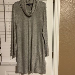Apt. 9 Long Sleeve Sweater Dress, CowlNeck, Side Pockets, Grey, Size XXL